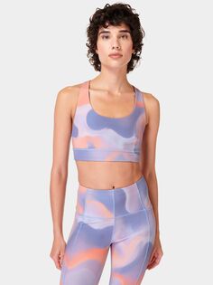 Двусторонний бюстгальтер Soft Sculpt Sweaty Betty, оранжевый облачный принт/бесконечный синий