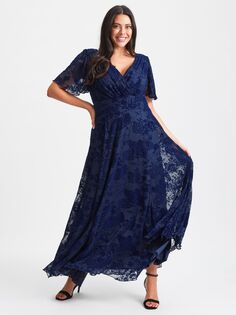 Бархатное платье макси Isabelle из флока Scarlett &amp; Jo, темно-синий