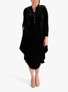 Платье из эластичного бархата с драпировкой chesca, черный