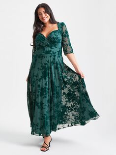 Платье макси Elizabeth Mesh Scarlett &amp; Jo, темно-зеленый флок