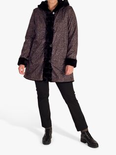 Двустороннее пальто из искусственного меха с точечным принтом животных chesca, темно коричневый