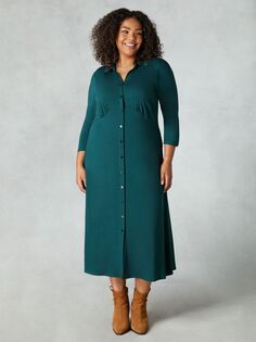 Платье-рубашка из джерси Curve с ампирным швом Live Unlimited, зеленый