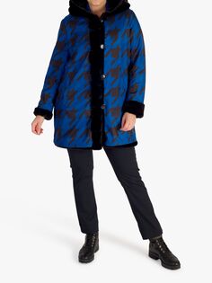 Двустороннее пальто из искусственного меха с узором гусиные лапки chesca, черный/синий
