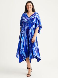 Платье миди с абстрактным принтом Hanky Hem Scarlett &amp; Jo, синий