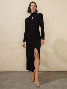 Платье миди из крепа Allegra Petite с закрученным вырезом Ro&amp;Zo, черный Ro&Zo