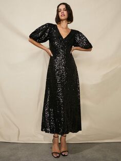 Платье миди Petite Evora с кластерами и пайетками Ro&amp;Zo, черный Ro&Zo