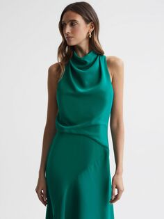 Платье Petite Giana с воротником-хомутом Reiss, зеленый