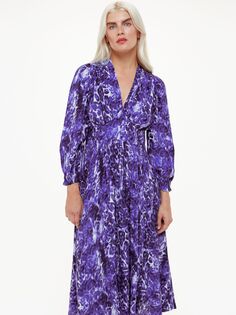 Миниатюрное блестящее платье-миди с леопардовым принтом Whistles, фиолетовый/мульти