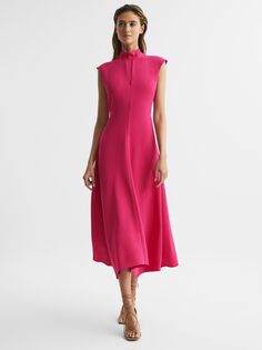 Платье миди с открытой спиной Petite Livvy Reiss, ярко-розовый