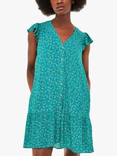 Платье Petite с цветочным принтом и полумесяцем Whistles, зеленый/мульти