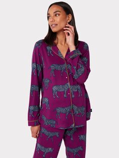 Пижамный комплект для беременных с зебровым принтом Chelsea Peers, фиолетовый
