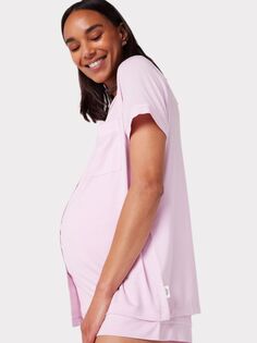 Пижамный комплект для беременных с короткой рубашкой из модала Chelsea Peers, розовый