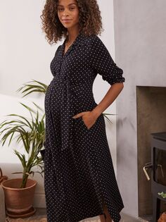 Платье для беременных Kelsy в горошек Isabella Oliver, черно-белый