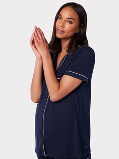 Пижамный комплект для беременных с короткой рубашкой из модала Chelsea Peers, темно-синий