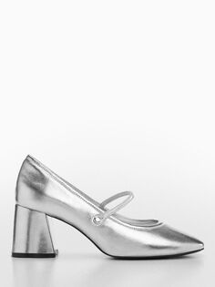 Туфли Sofi на блочном каблуке Mango, серебряный