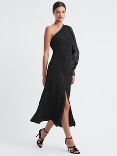 Прозрачное платье Maeve с завышенной талией Reiss, черный