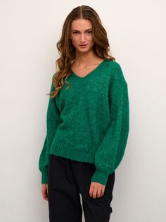 Меланжевый пуловер Sarla с V-образным вырезом KAFFE, зеленый