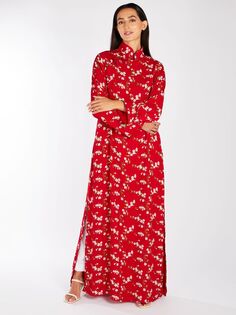 Платье макси с восточными цветами Aab, красный