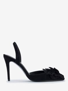 Замшевые туфли на пятке с цветочным узором Mint Velvet, черный