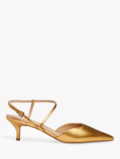 Кожаные туфли открытого типа с асимметричным ремешком Chi Chi John Lewis, золотой