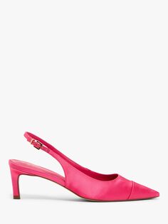 Атласные туфли Bijou с острым носком и открытой пяткой на пятке John Lewis, ярко-розовый