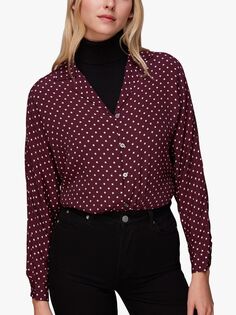 Рубашка Ramona с принтом в горошек Whistles, бордовый/мульти