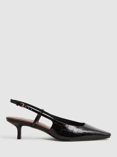 Кожаные туфли-лодочки с пяткой на пятке и эффектом крокодила Jade Jade Reiss, черный