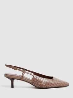 Кожаные туфли-лодочки с пяткой на пятке и эффектом крокодила Jade Jade Reiss, серо-коричневый