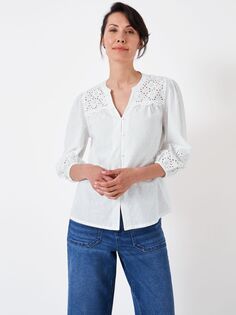 Блузка с кружевными деталями Flora Crew Clothing, белый
