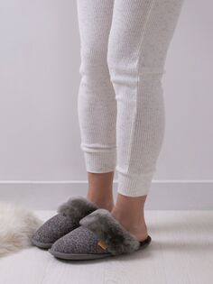 Замшевые тапочки-мюли Duchess с животным принтом Just Sheepskin, серый