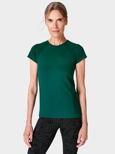 Бесшовная футболка для тренировок спортсмена Sweaty Betty, ретро зеленый