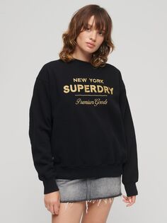 Толстовка Luxe с металлизированным логотипом Superdry, черный