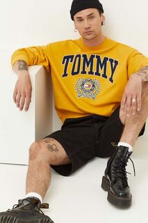 Хлопковая толстовка Tommy Jeans, желтый