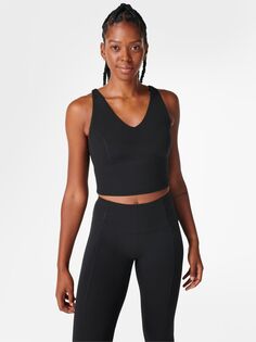 Супермягкий укороченный спортивный жилет с бретелями на спине Sweaty Betty, черный