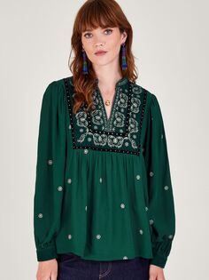 Блузка Posie с пейсли Monsoon, зеленый