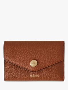 Складной кошелек из плотной кожи с несколькими картами Mulberry, каштан