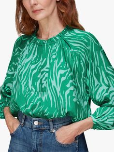 Блузка с тигровым принтом Whistles, зеленый/мульти