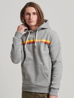 Винтажная толстовка с капюшоном Superdry, атлетический серый меланж