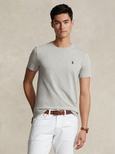 Футболка Polo Custom Slim Fit Ralph Lauren, новая хизер грей