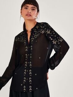 Непрозрачная блузка с декором Greta Monsoon, черный