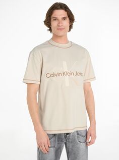 Джинсовая футболка с монологом Calvin Klein, слоновая кость