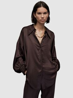 Свободная рубашка Charli Ecovero AllSaints, теплый какао-коричневый