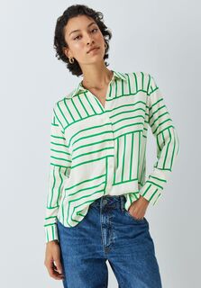 Шелковая рубашка с принтом Line Art Rails, зеленый