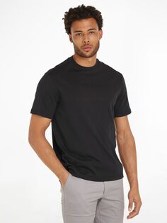 Комфортная футболка с тисненым логотипом Calvin Klein, ск черный