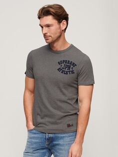 Винтажная футболка с коротким рукавом и спортивной грудью Superdry, серый