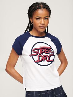 Мини-футболка бейсбольной команды с графическим рисунком Roller Superdry, оптика/супермарин