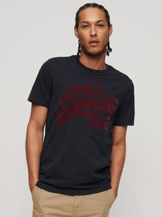 Футболка с рисунком Athletic Script Superdry, темно-синий/красный