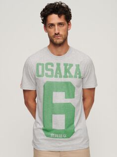 Стандартная монохромная футболка Osaka 6 Superdry, ледниковый серый мергель