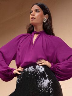 Блузка с вырезом в виде замочной скважины Georgette Ro&amp;Zo, фиолетовый Ro&Zo
