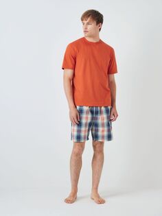 Пижамный комплект с футболкой и шортами в клетку John Lewis ANYDAY, оранжевый